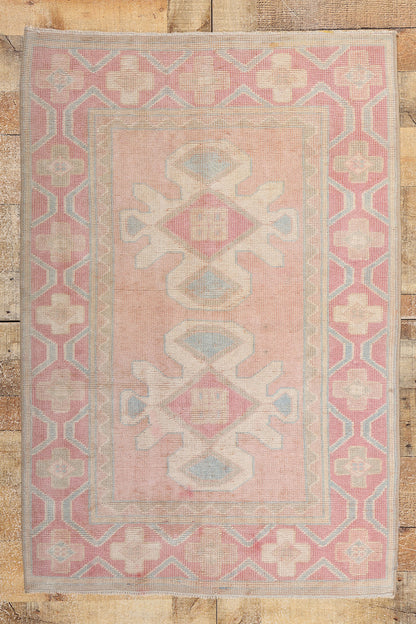 3 x 4 Vintage Pink Turkish Oushak Rug 53931
