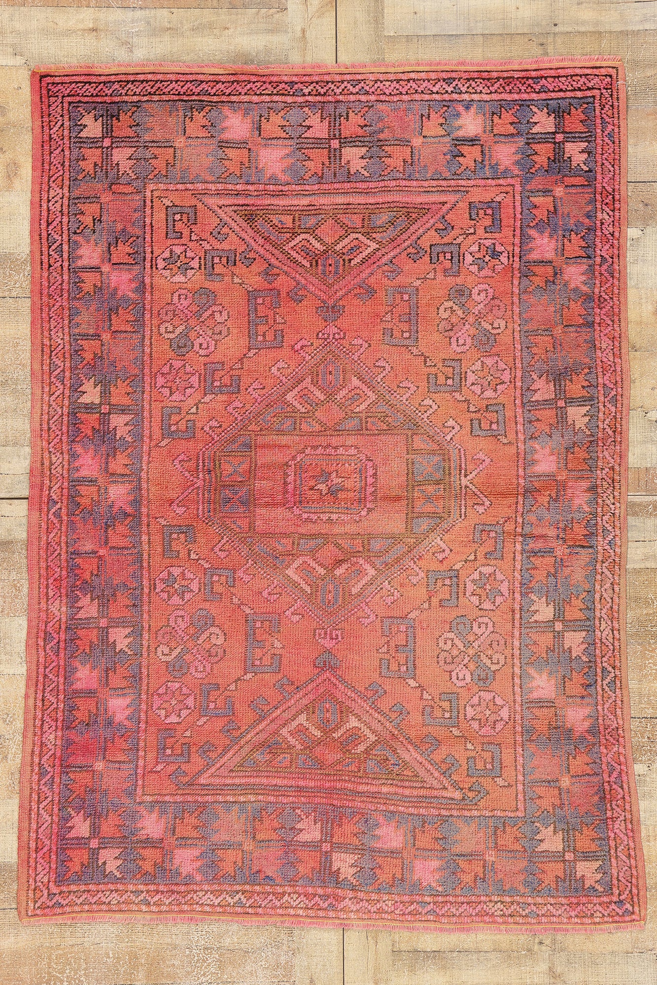 4 x 6 Vintage Pink Turkish Oushak Rug 53898
