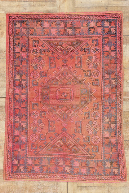 4 x 6 Vintage Pink Turkish Oushak Rug 53898