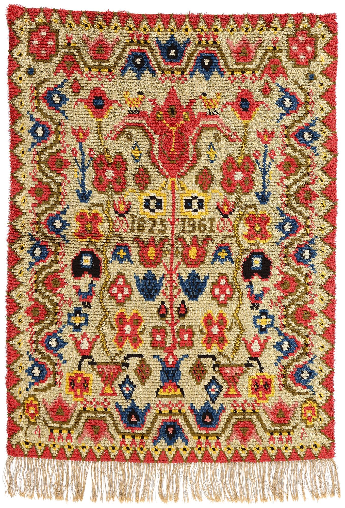 5 x 6 Vintage Finnish Porin Tienoot Ryijy Rug 78268