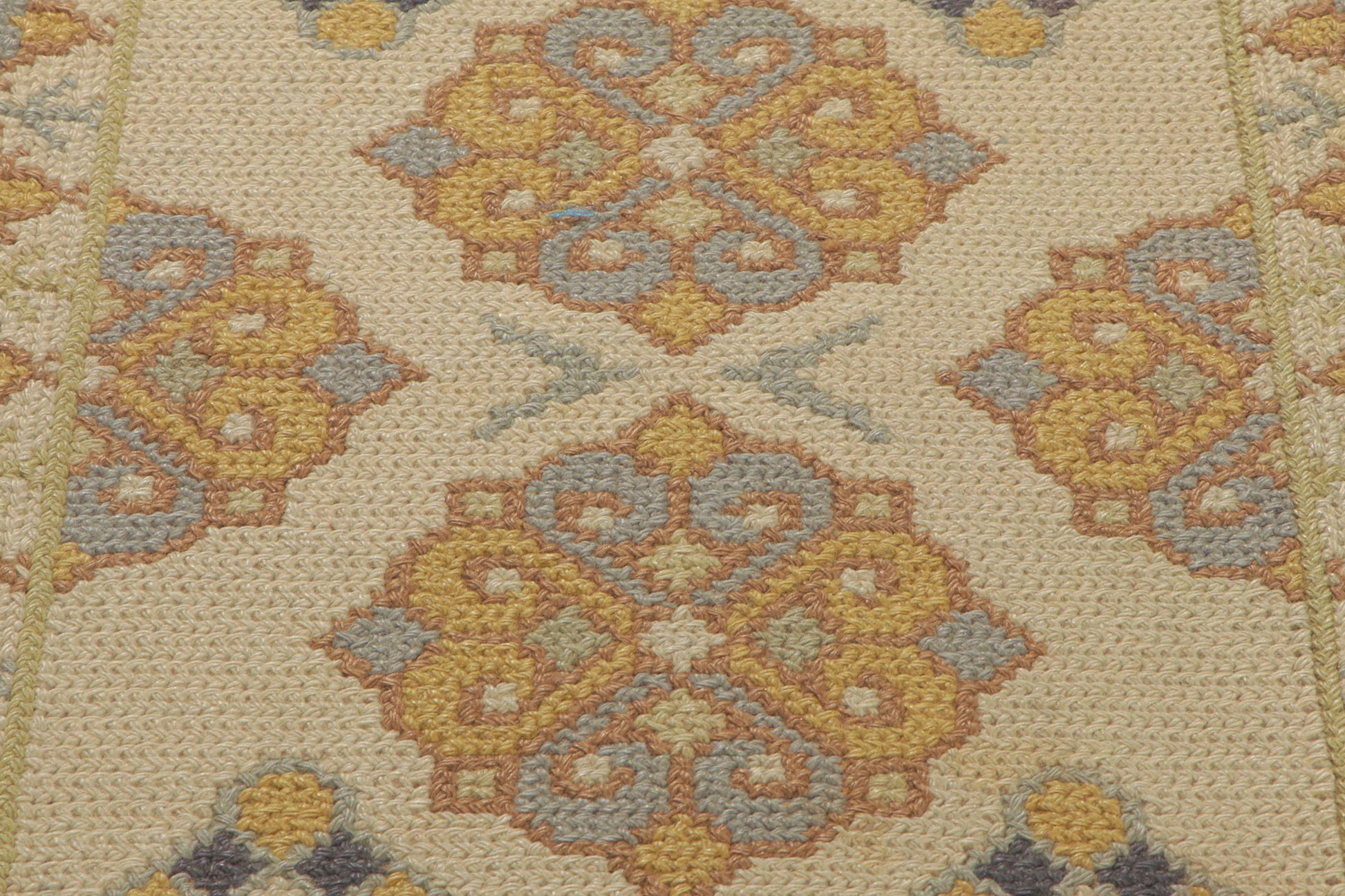 2 x 2 Antique Portuguese Needlepoint Arraiolos Rug 73318
