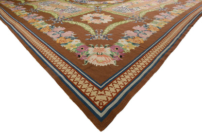 16 x 21 Antique Portuguese Needlepoint Arraiolos Rug 77321