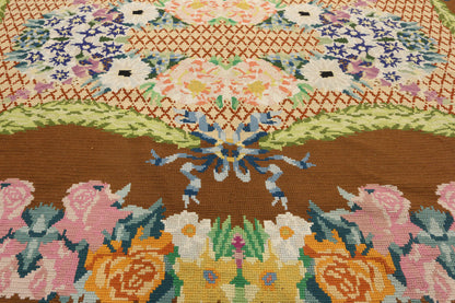 16 x 21 Antique Portuguese Needlepoint Arraiolos Rug 77321