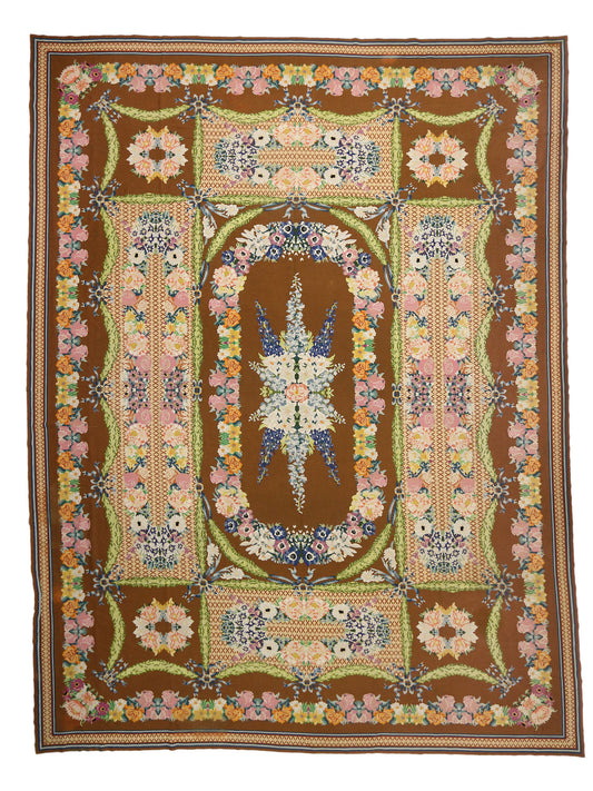 16 x 21 Antique Portuguese Needlepoint Arraiolos Rug 77321