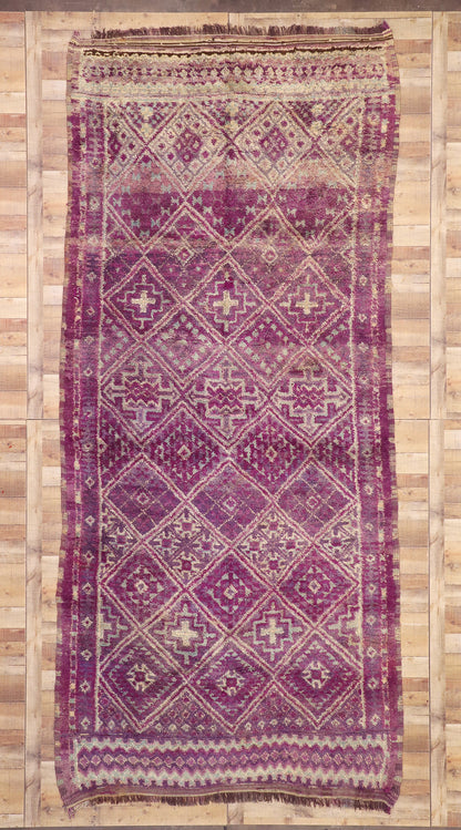 7 x 15 Vintage Purple Beni MGuild Moroccan Rug 20706