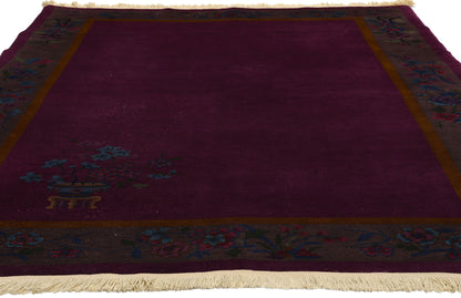 5 x 8 Antique Purple Chinese Art Deco Rug 78725
