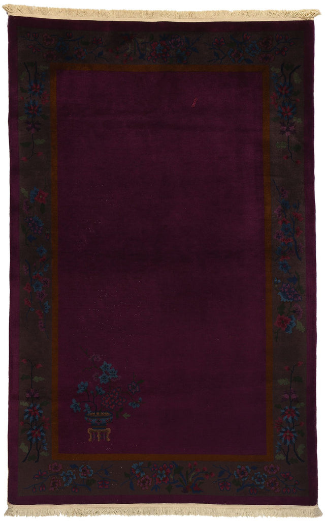 5 x 8 Antique Purple Chinese Art Deco Rug 78725