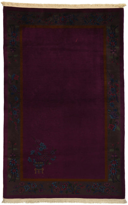 5 x 8 Antique Purple Chinese Art Deco Rug 78725
