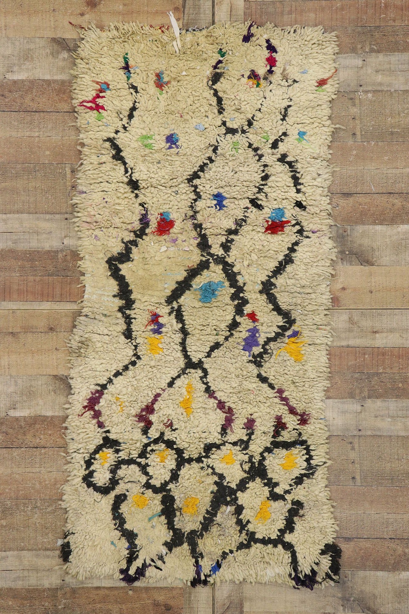 3 x 6 Vintage Boucherouite Moroccan Rug 21594