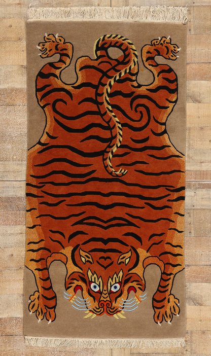 3 x 6 Vintage Tibetan Tiger Rug 78740