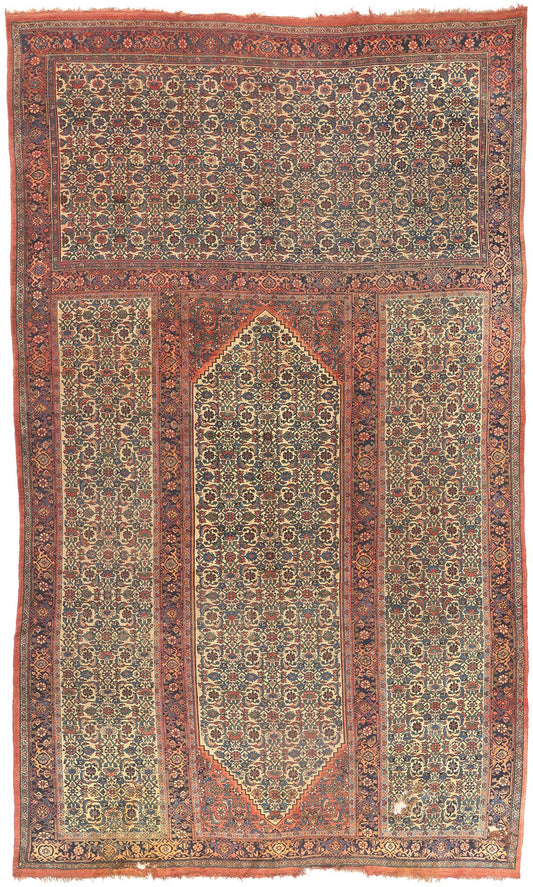 11 x 18 Antique Persian Bijar Triclinium Rug 78659