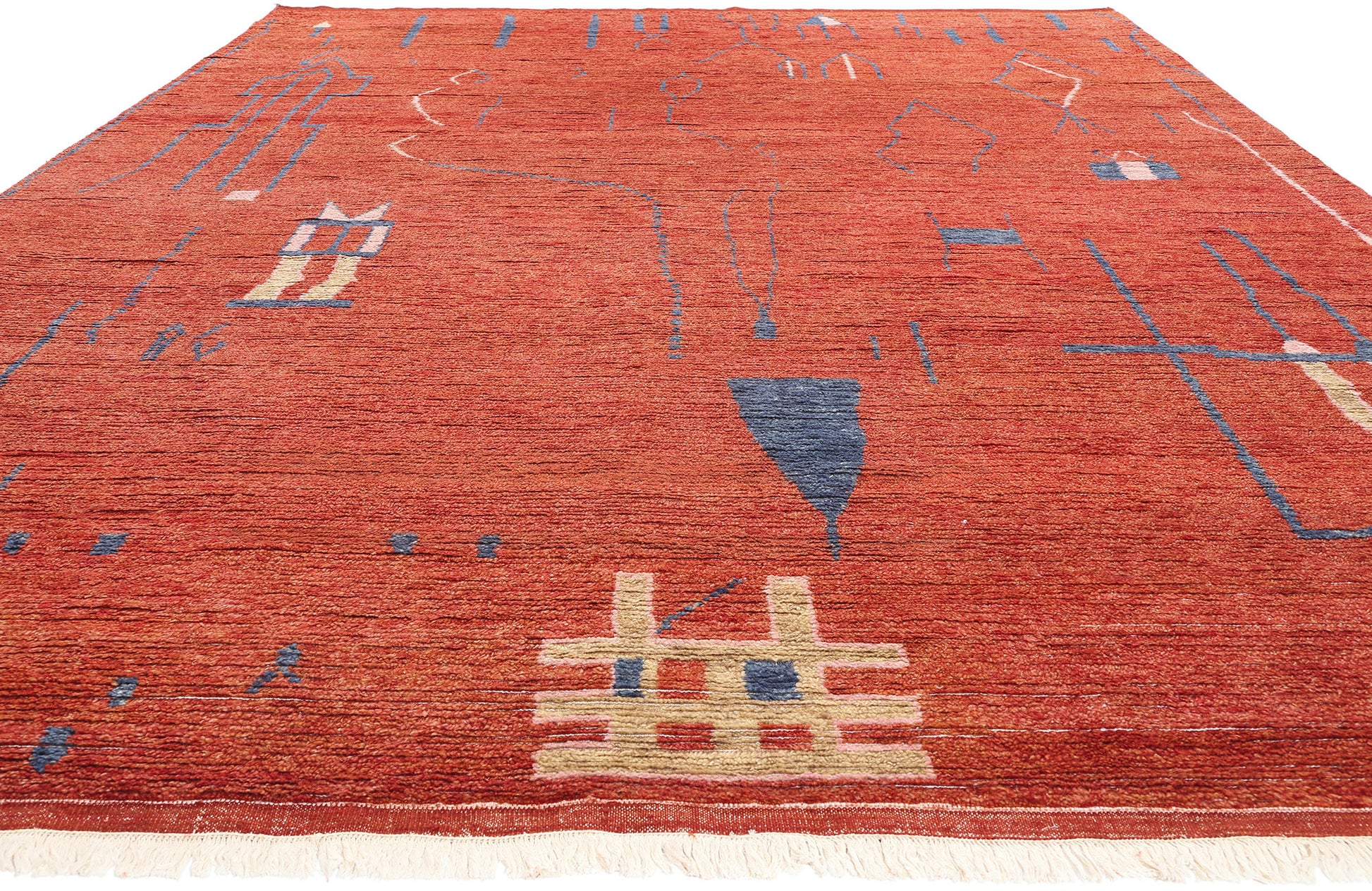 10 x 14 Red Abstract Brutalist Moroccan Rug 31279
