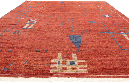 10 x 14 Red Abstract Brutalist Moroccan Rug 31279