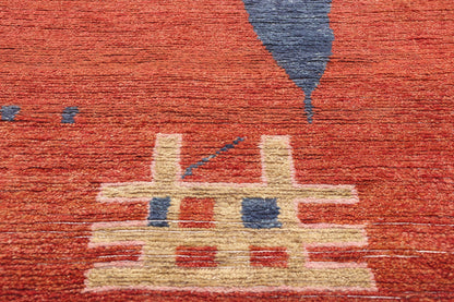 10 x 14 Red Abstract Brutalist Moroccan Rug 31279