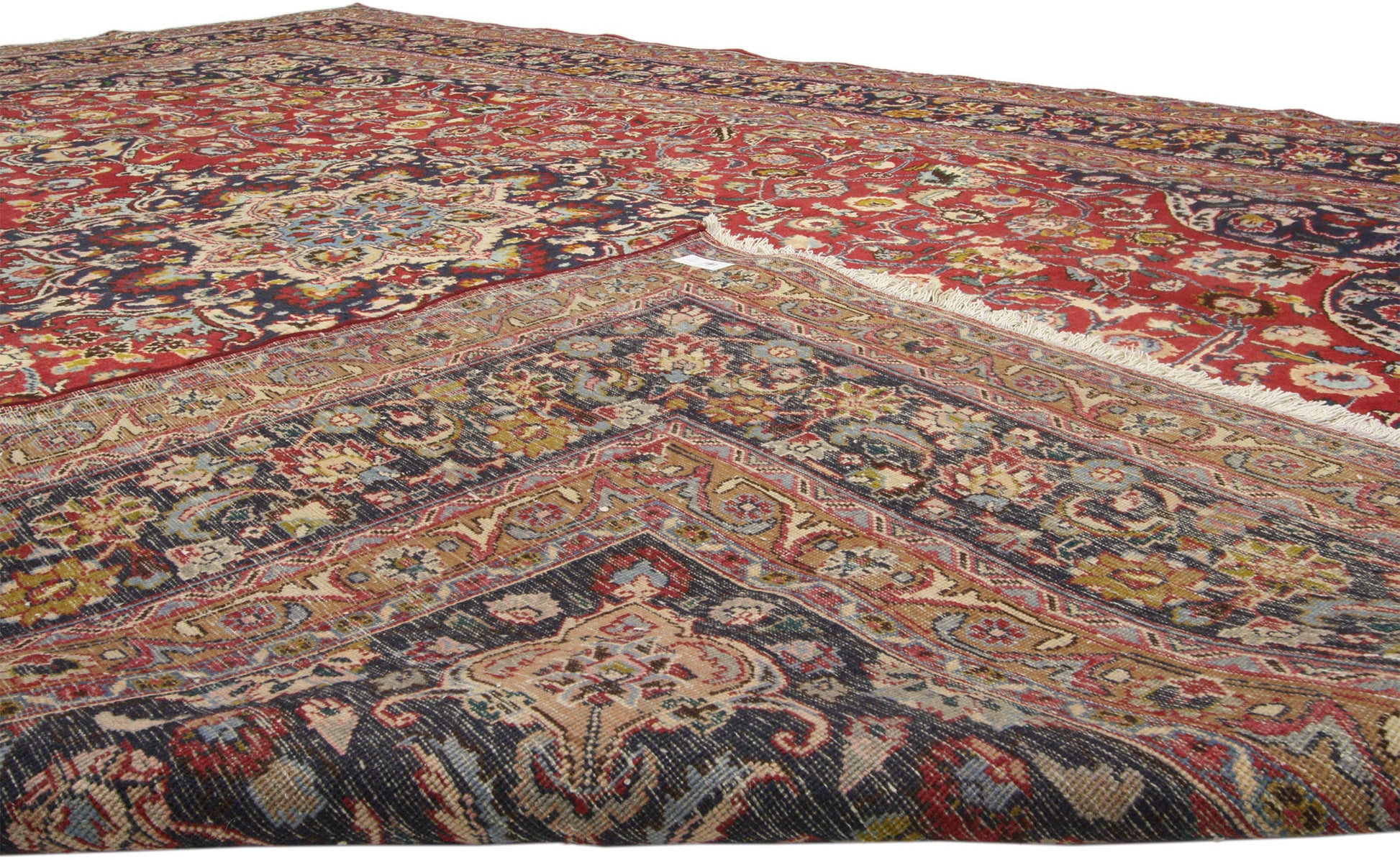 10 x 13 Vintage Red Persian Mashhad Rug 74946