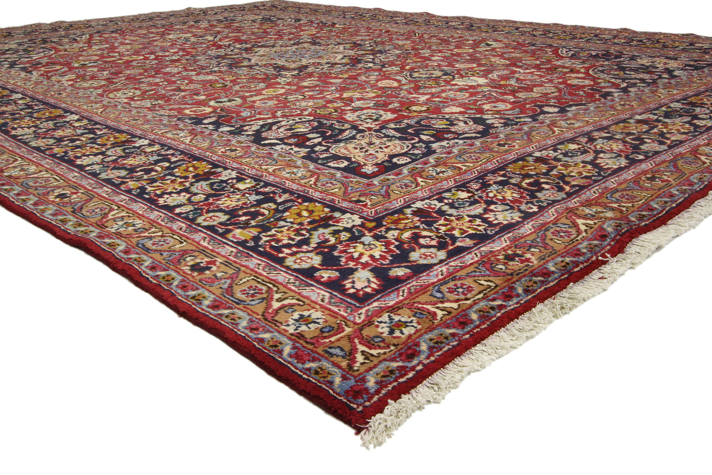 10 x 13 Vintage Red Persian Mashhad Rug 74946