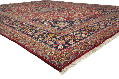 10 x 13 Vintage Red Persian Mashhad Rug 74946