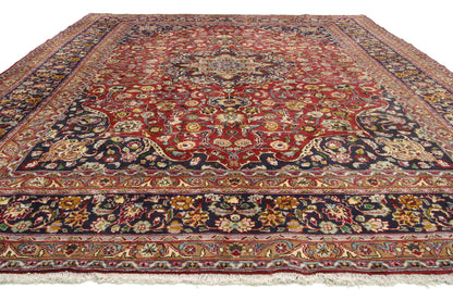 10 x 13 Vintage Red Persian Mashhad Rug 74946