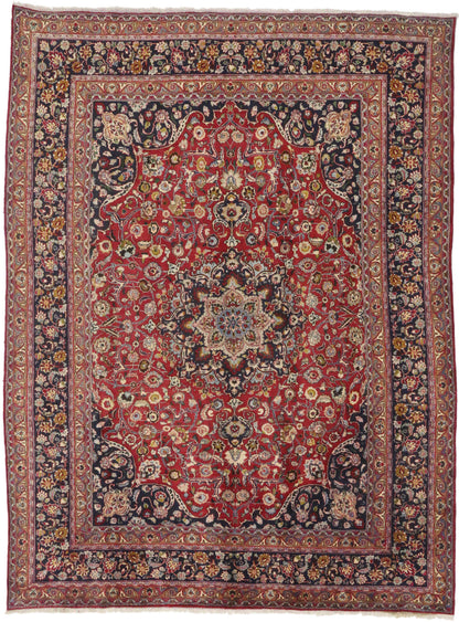 10 x 13 Vintage Red Persian Mashhad Rug 74946