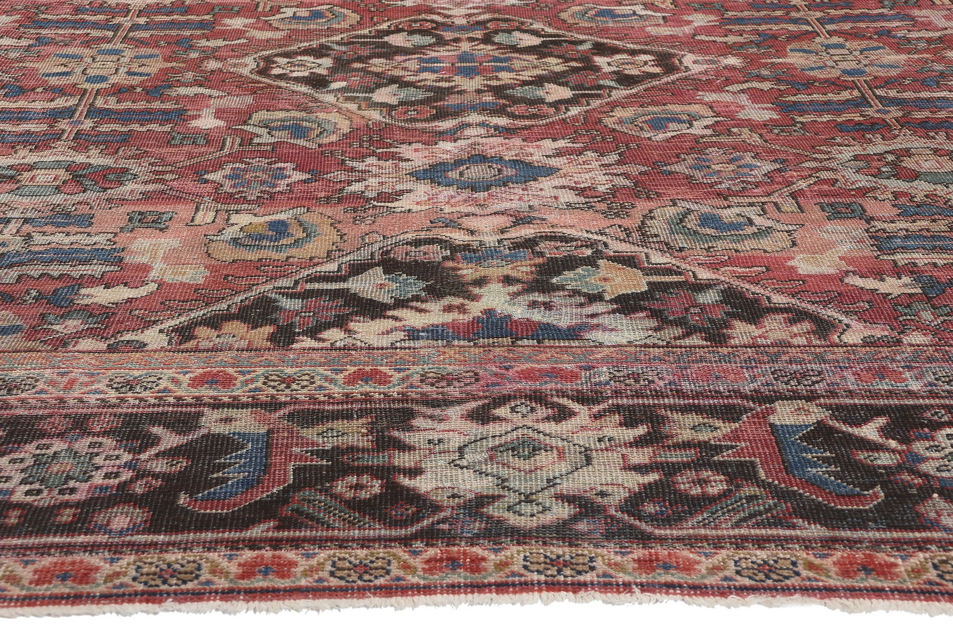 11 x 14 Antique-Worn Persian Mahal Rug 78710