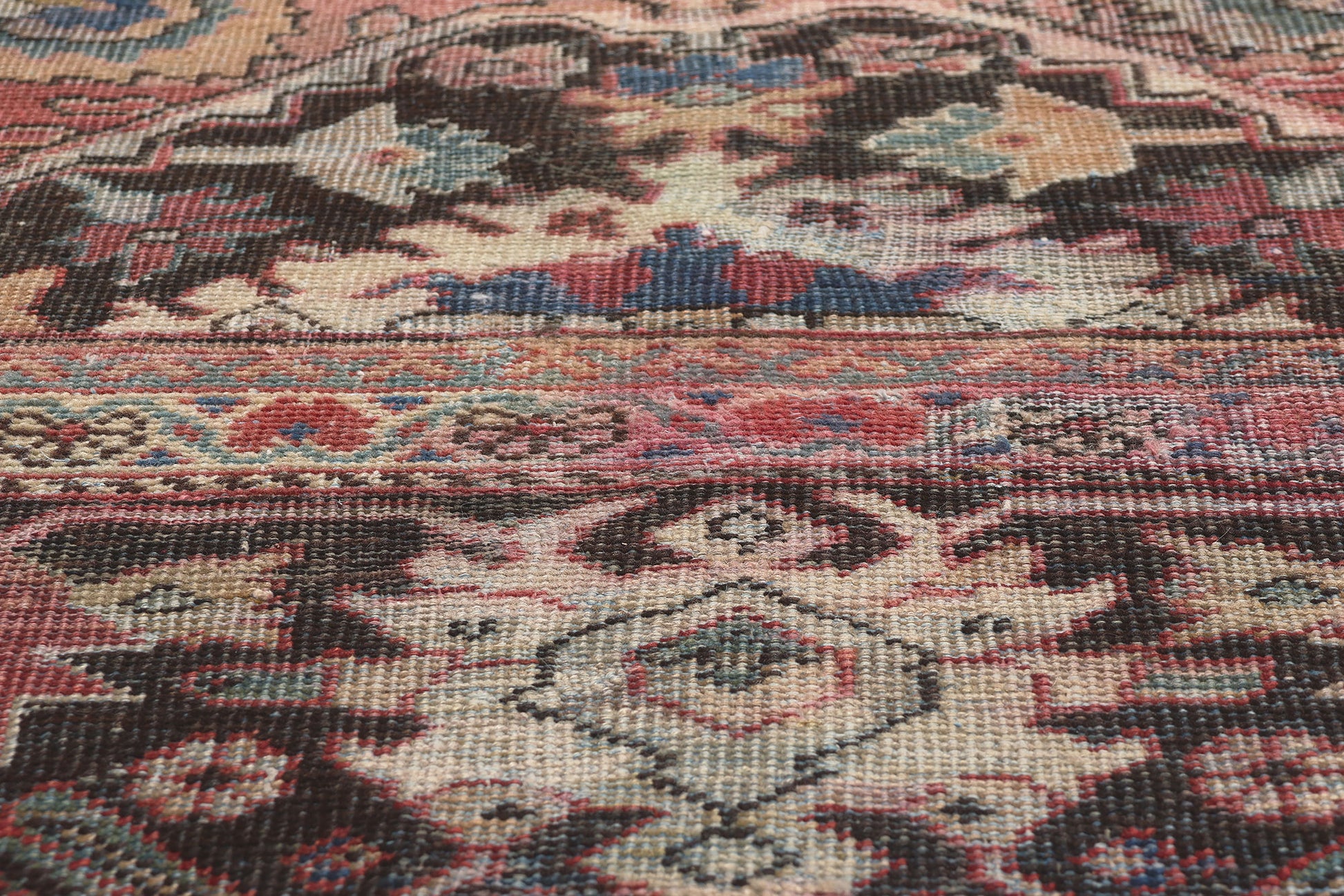 11 x 14 Antique-Worn Persian Mahal Rug 78710