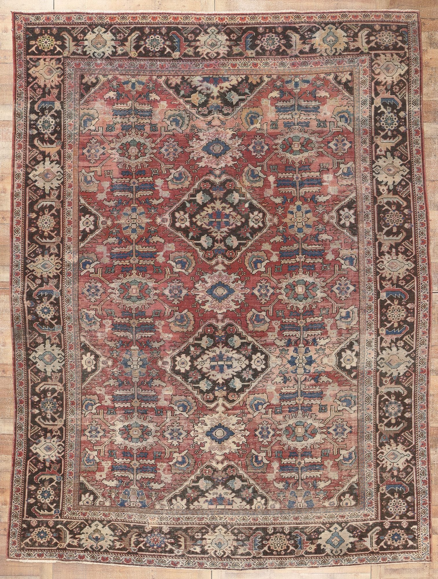 11 x 14 Antique-Worn Persian Mahal Rug 78710