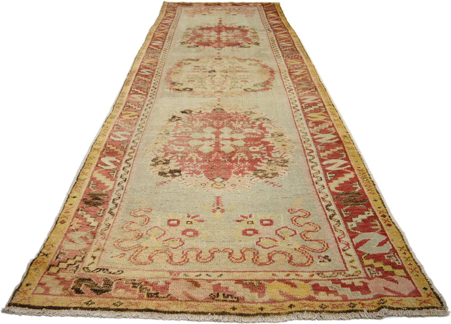 3 x 11 Vintage Turkish Oushak Runner 50361