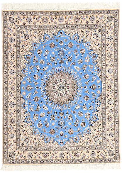 5 x 7 Signed Habibian Blue Persian Nain Rug 78774