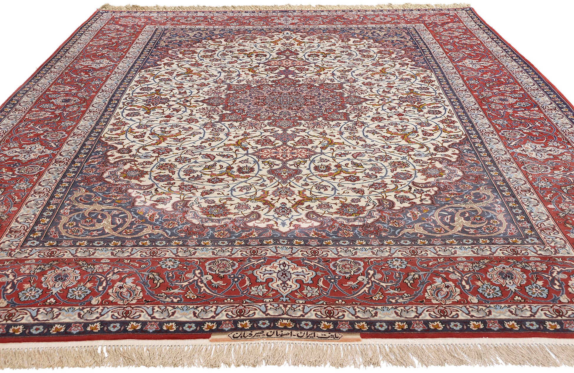 7 x 10 Vintage Ivory Persian Isfahan Rug 78780