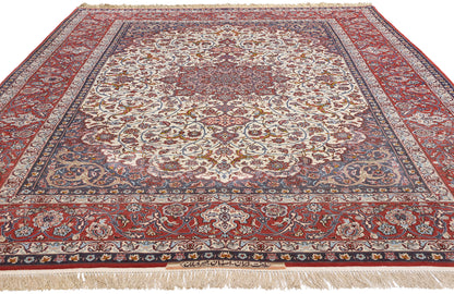 7 x 10 Vintage Ivory Persian Isfahan Rug 78780