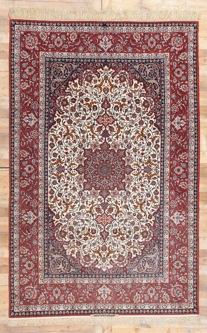 7 x 10 Vintage Ivory Persian Isfahan Rug 78780