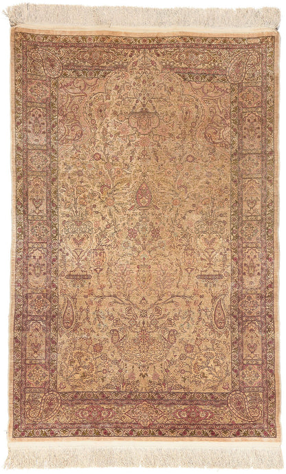 3 x 5 Antique Turkish Silk Hereke Prayer Rug 78665