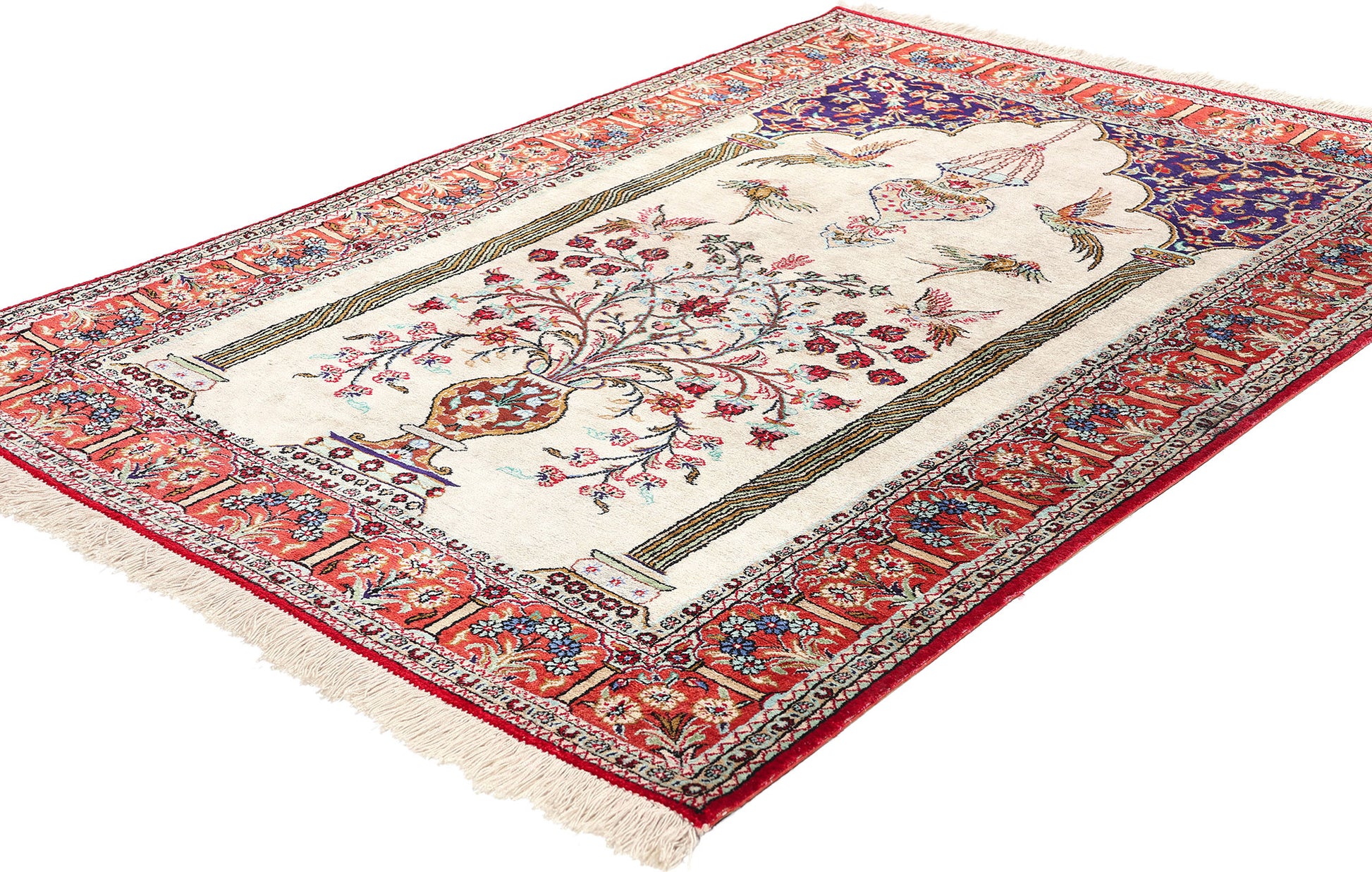 3 x 5 Vintage Persian Silk Qum Prayer Rug 78782