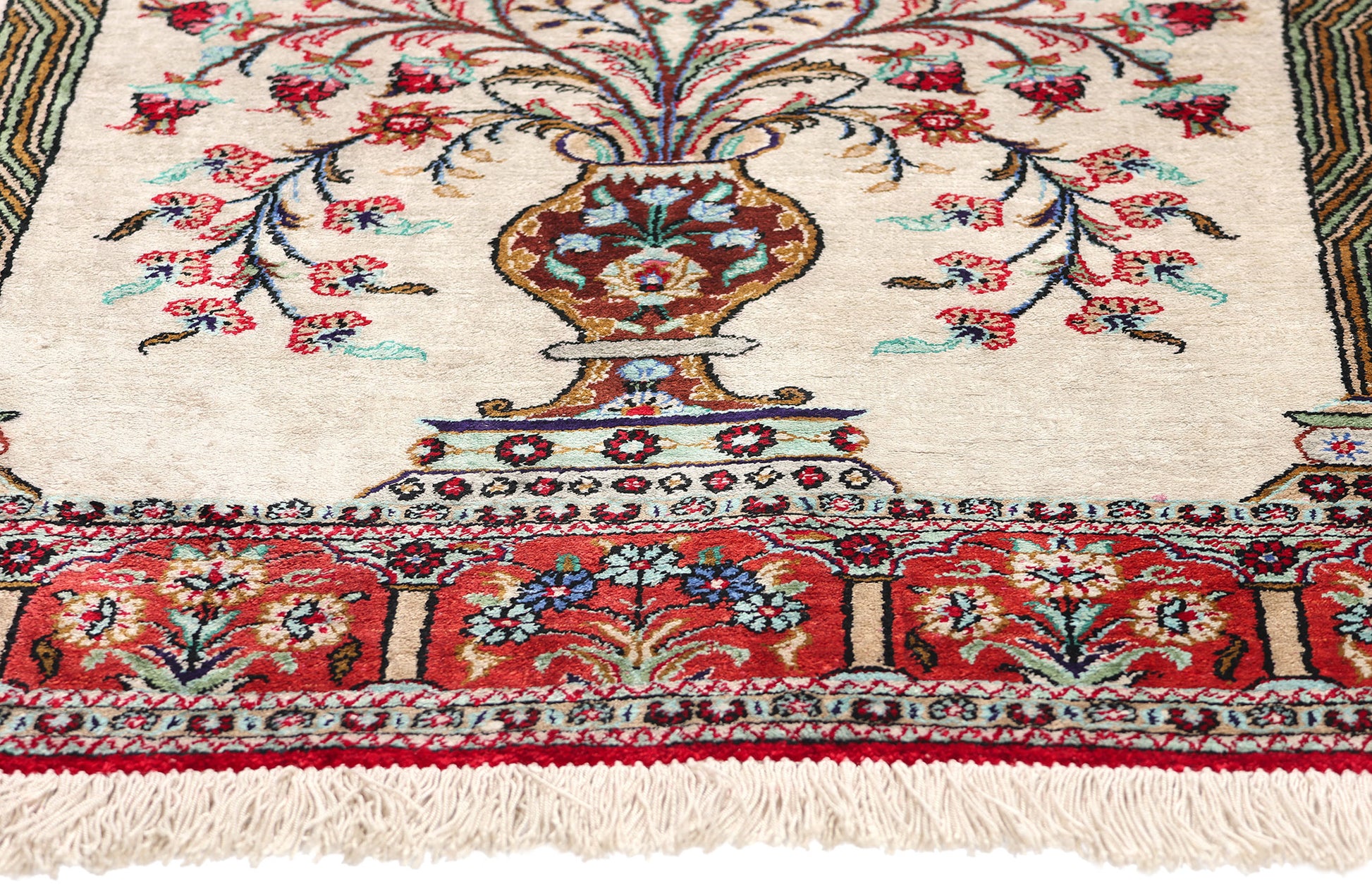 3 x 5 Vintage Persian Silk Qum Prayer Rug 78782