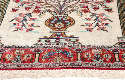 3 x 5 Vintage Persian Silk Qum Prayer Rug 78782