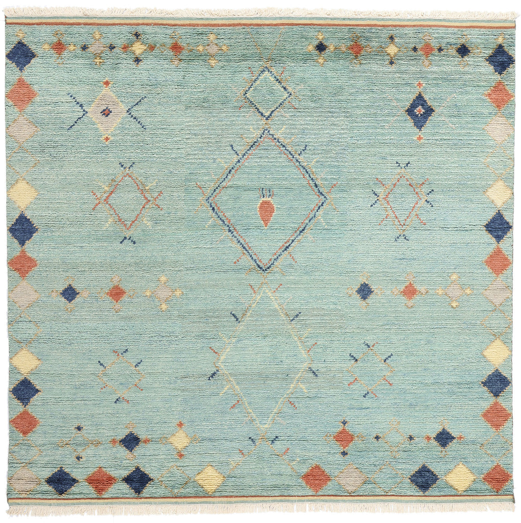 9 x 8 Modern Sky Blue Tribal Moroccan Rug 31220
