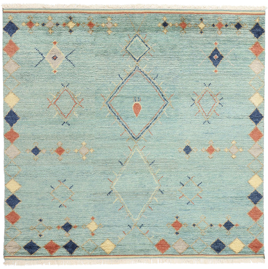 9 x 8 Modern Sky Blue Tribal Moroccan Rug 31220