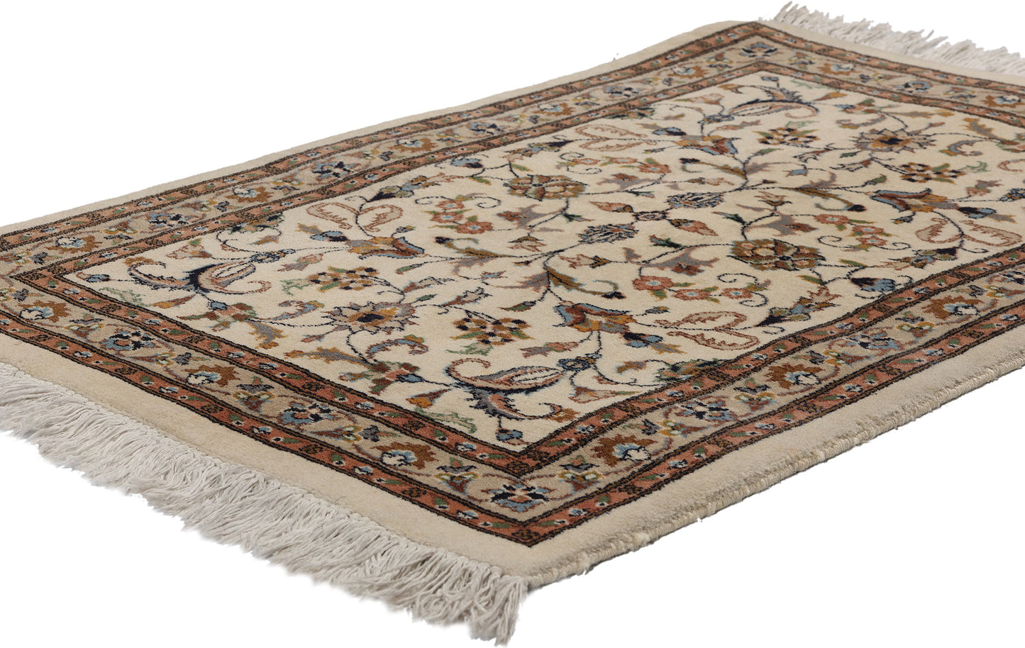 2 x 3 Vintage Beige Indian Kashan Rug 78696