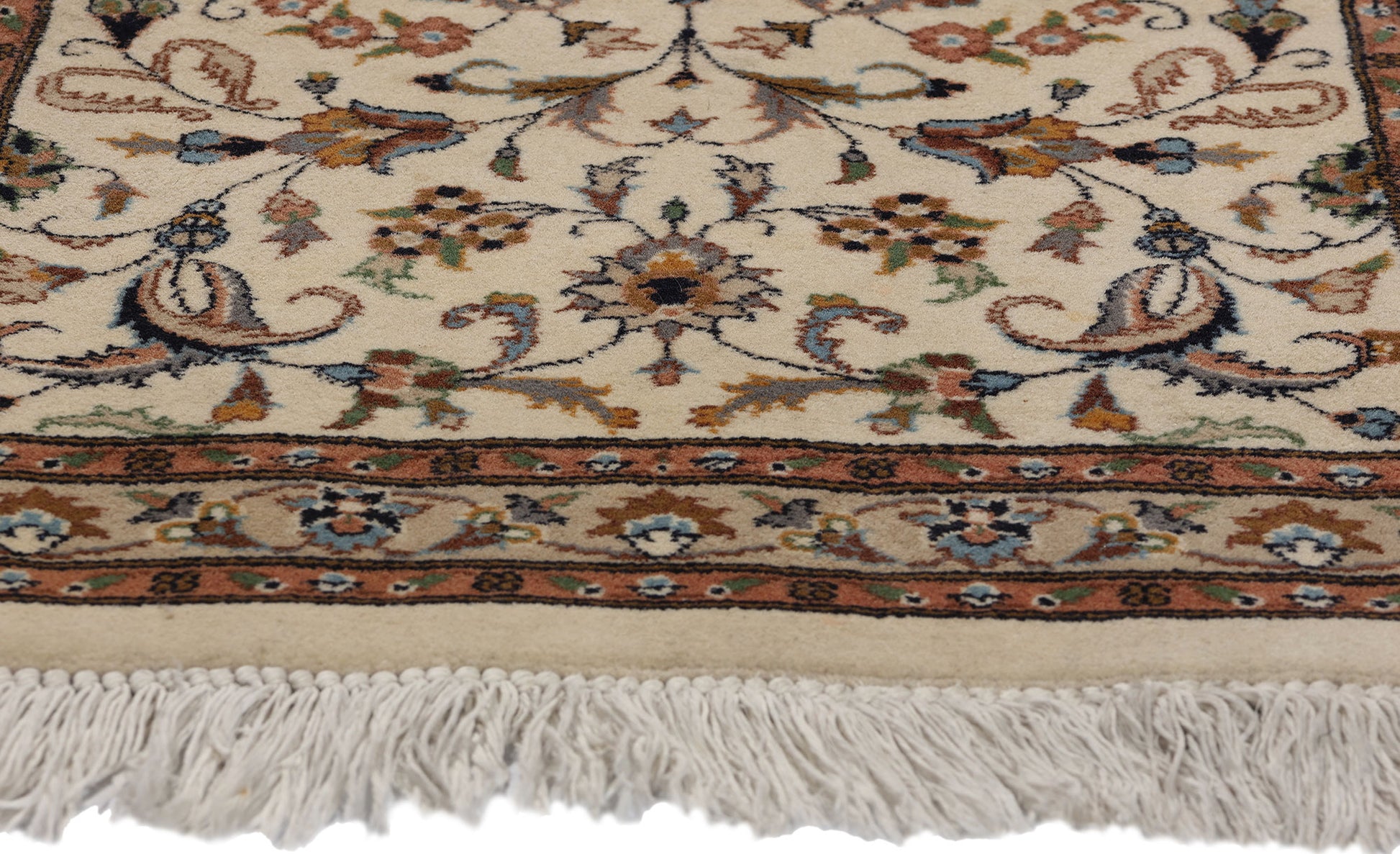2 x 3 Vintage Beige Indian Kashan Rug 78696