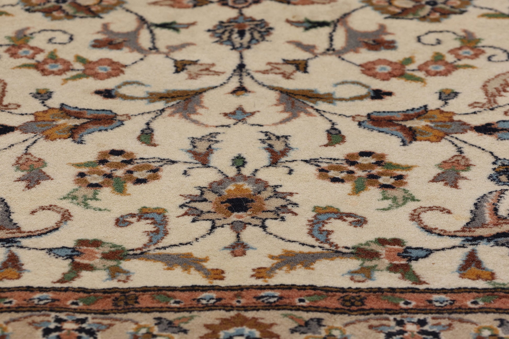 2 x 3 Vintage Beige Indian Kashan Rug 78696