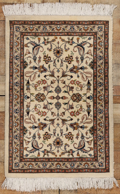 2 x 3 Vintage Beige Indian Kashan Rug 78696