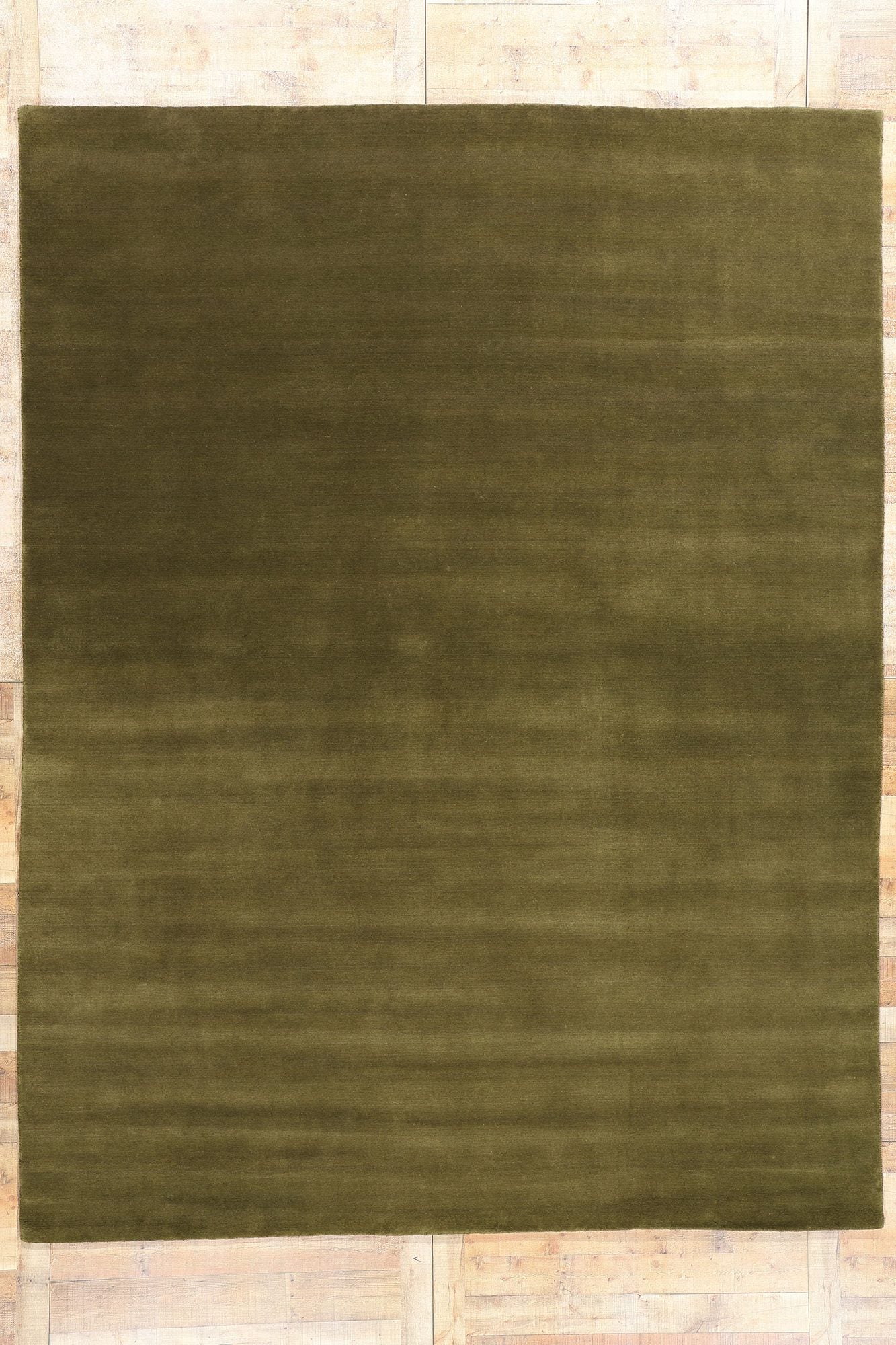 9 x 12 Solid Olive Green Modern Rug 31162