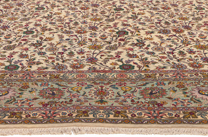 10 x 10 Vintage Ivory Persian Tabriz Rug 78676