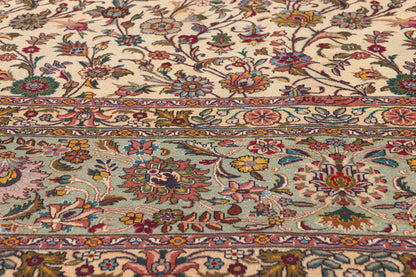 10 x 10 Vintage Ivory Persian Tabriz Rug 78676