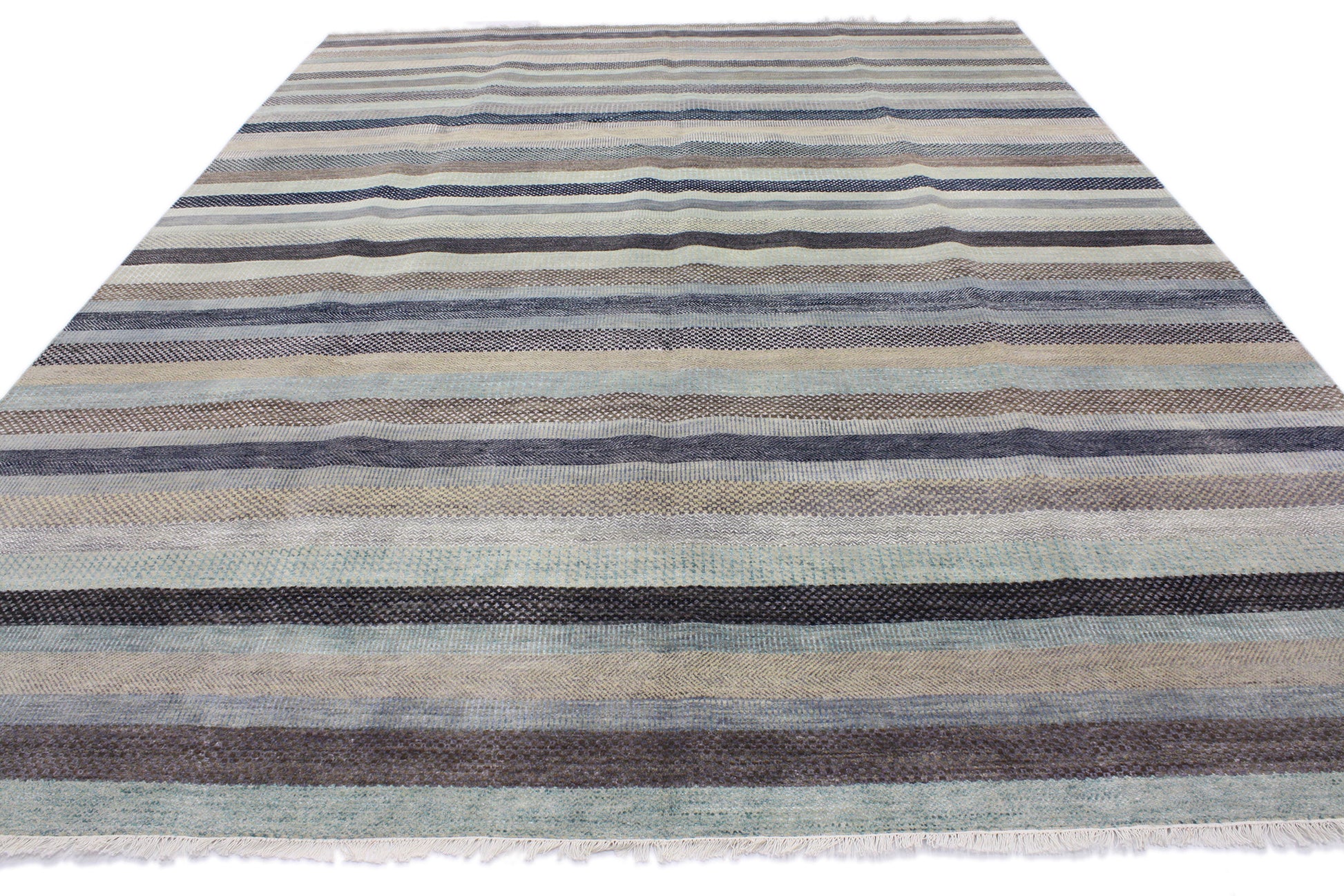 9 x 12 Modern Coastal Striped Rug 30148