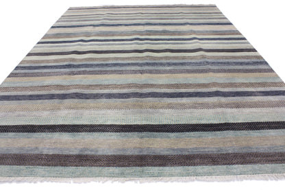 9 x 12 Modern Coastal Striped Rug 30148