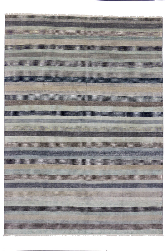 9 x 12 Modern Coastal Striped Rug 30148