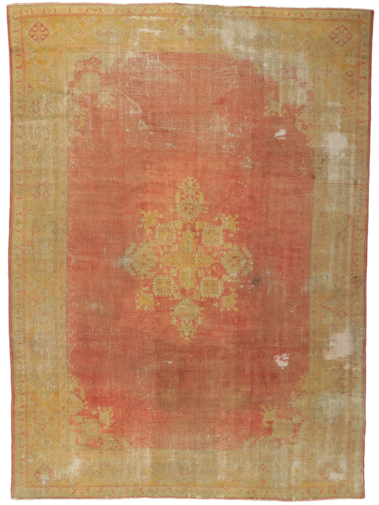 10 x 13 Antique-Worn Turkish Oushak Rug 51238
