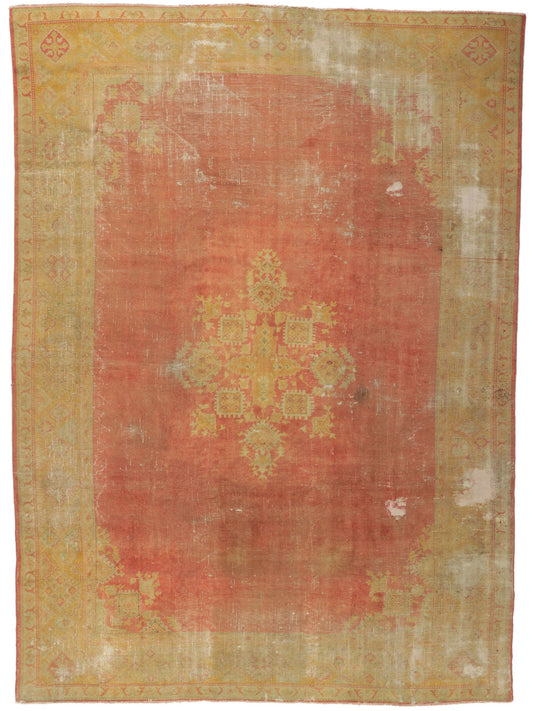 10 x 13 Antique-Worn Turkish Oushak Rug 51238