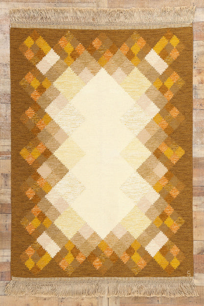 6 x 8 Brita Svefors Vintage Swedish Rollakan Rug 78259